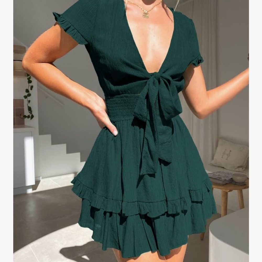 Prettygarden Green Ruffle Mini Dress - Picture 8 of 9